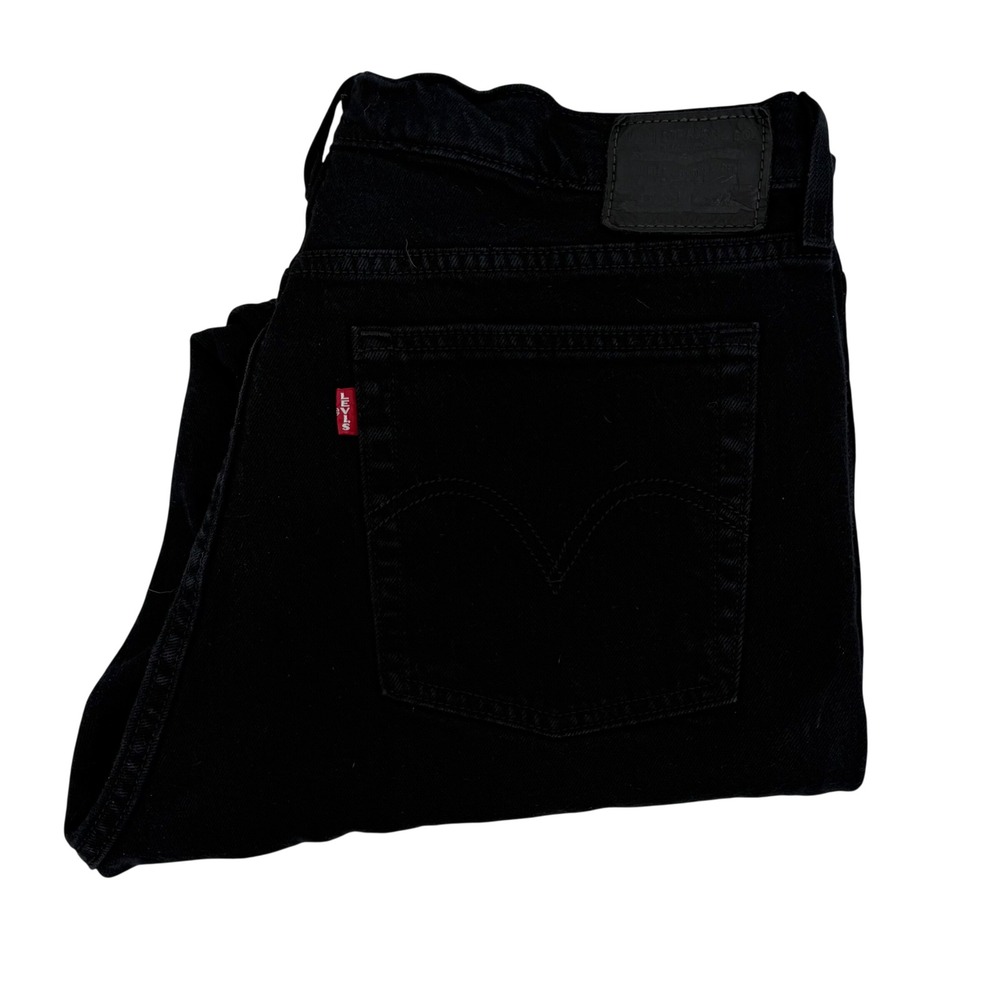 Levi's Wedgie Straight Jeans Women 31 Black Distressed Raw Hem Button Fly